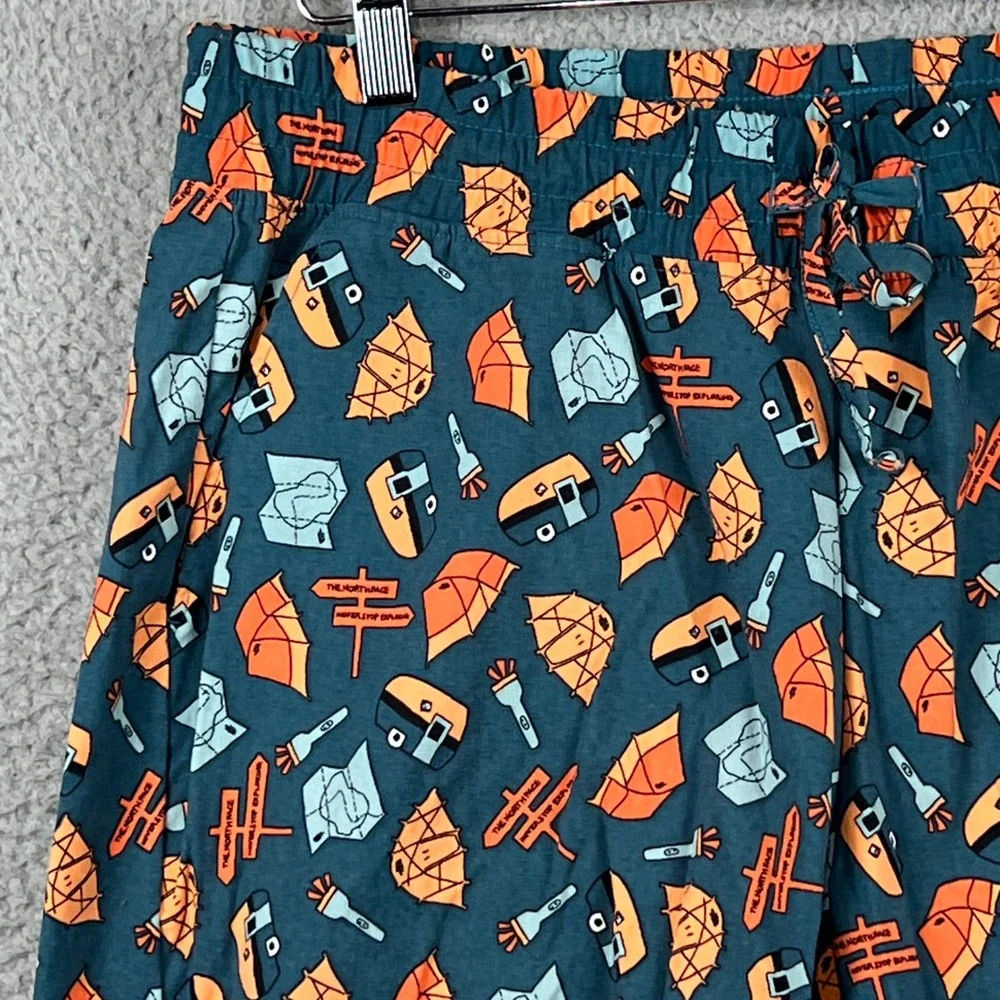 The North Face Mens Class V Camping Print Shorts Teal Orange‎ Large Novelty L